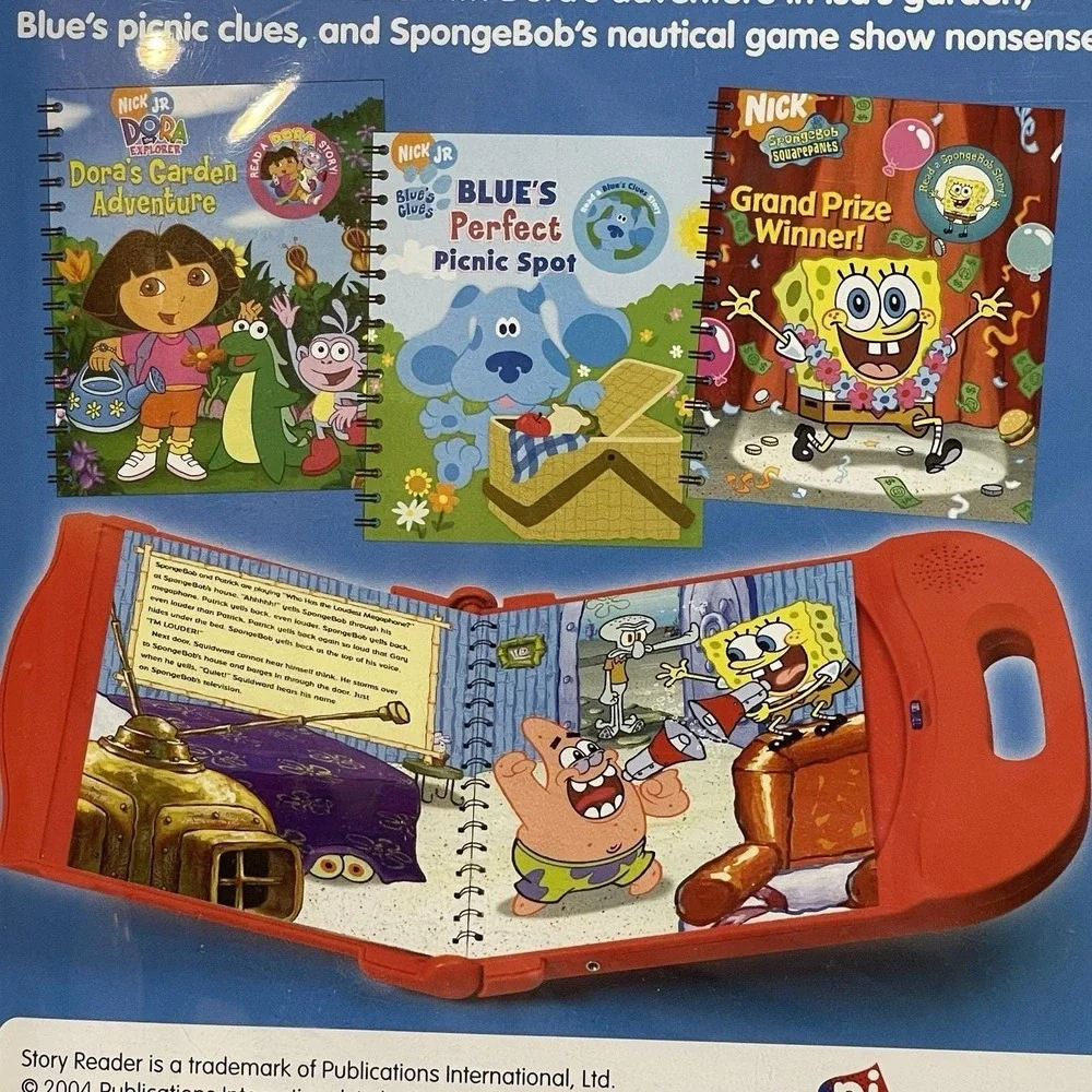 NEW Story Reader 3 Book Library‎ & Cartridge Dora Blues Clues SpongeBob SEALED